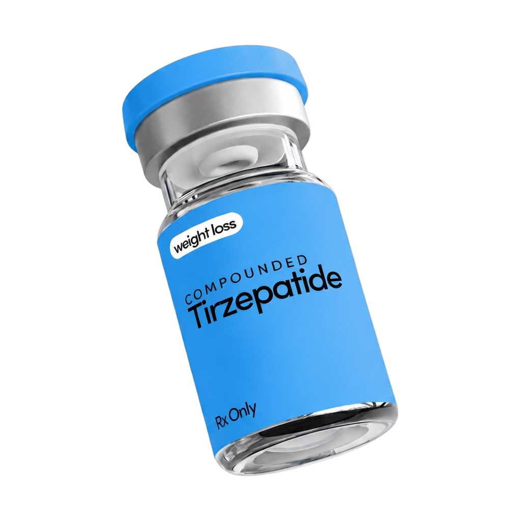 Compounded tirzepatide injection vial from Luma